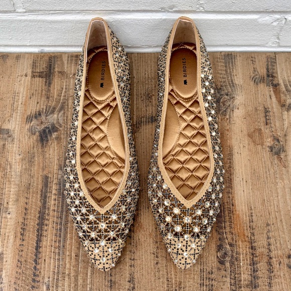 BIRDIES Goldfinch Pointed Toe Flat in Quartz Crystal Suede, SZ 8 BRAND NEW! - Picture 7 of 10